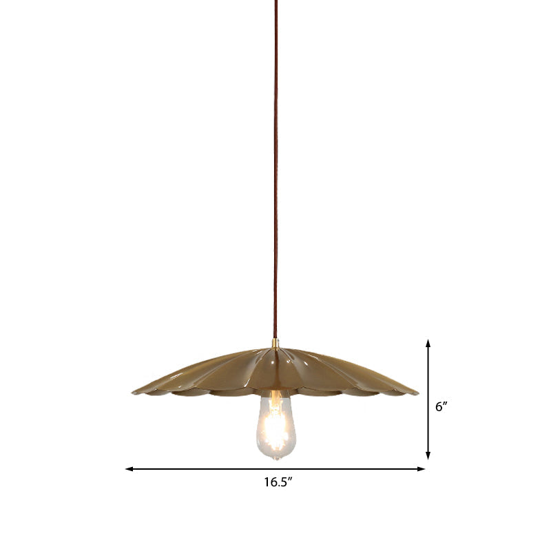 Vintage Brass Scalloped Hanging Ceiling Light Pendant for Study Room - 1 Light