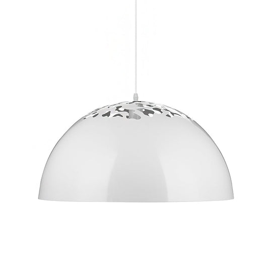 Industrial Domed Pendant Lighting - Metal Suspension Light With Hollow Out Design 1 Black/White