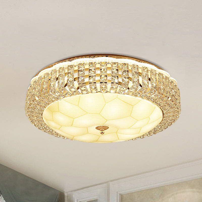 Modern Gold Dome LED Flush-Mount Crystal Light Fixture - Contemporary & Elegant Ceiling Lamp