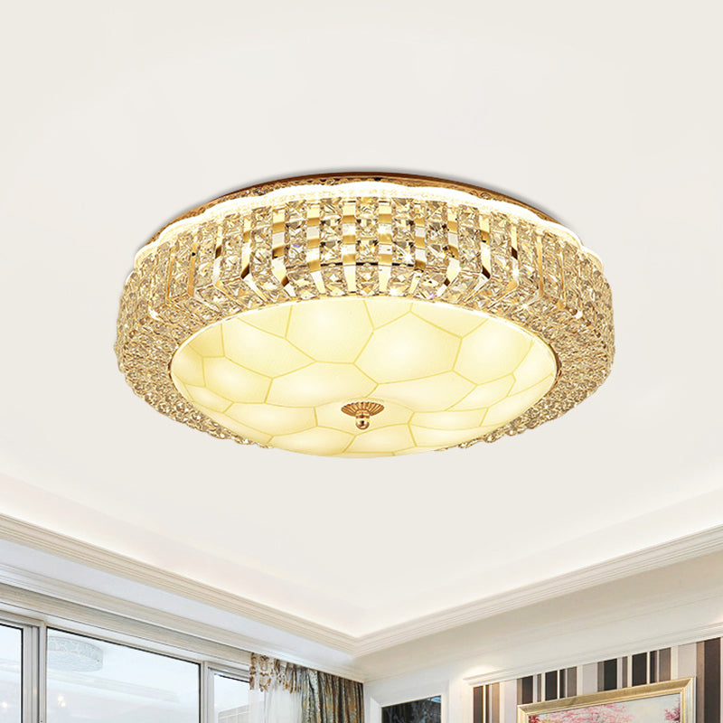 Modern Gold Dome LED Flush-Mount Crystal Light Fixture - Contemporary & Elegant Ceiling Lamp