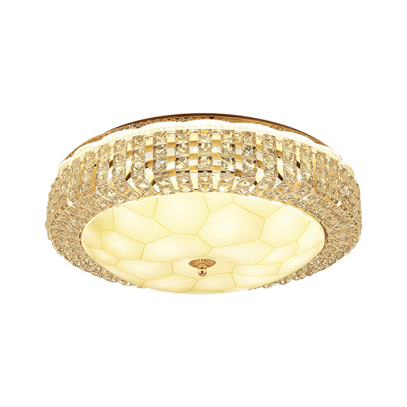 Modern Gold Dome LED Flush-Mount Crystal Light Fixture - Contemporary & Elegant Ceiling Lamp