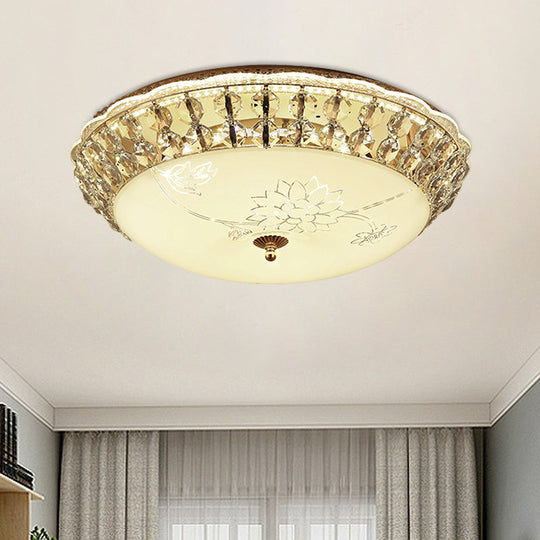 Modern Gold Dome LED Flush-Mount Crystal Light Fixture - Contemporary & Elegant Ceiling Lamp