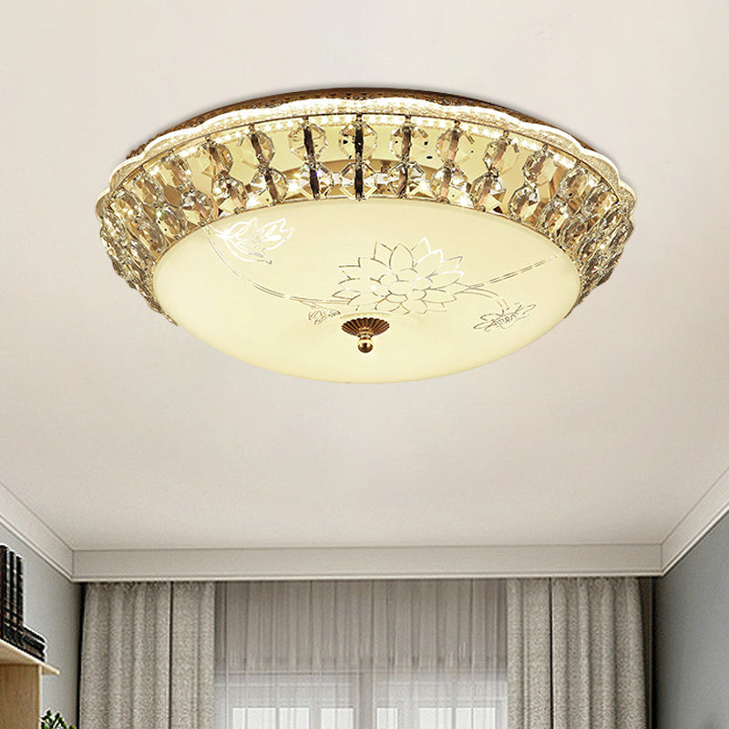 Modern Gold Dome Led Flush-Mount Crystal Light Fixture - Contemporary & Elegant Ceiling Lamp Clear /