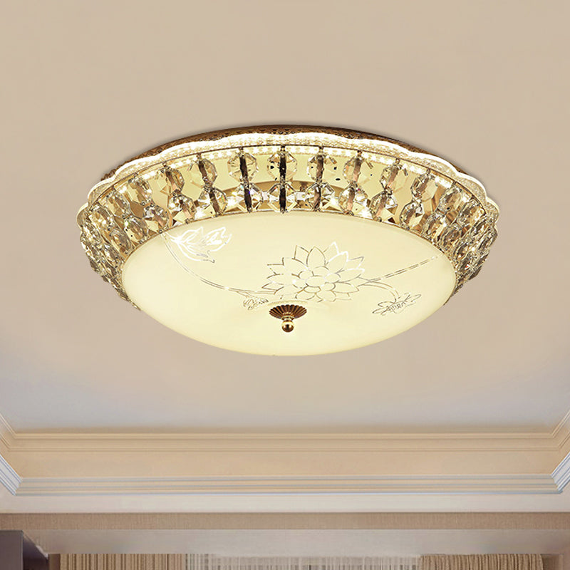 Modern Gold Dome LED Flush-Mount Crystal Light Fixture - Contemporary & Elegant Ceiling Lamp