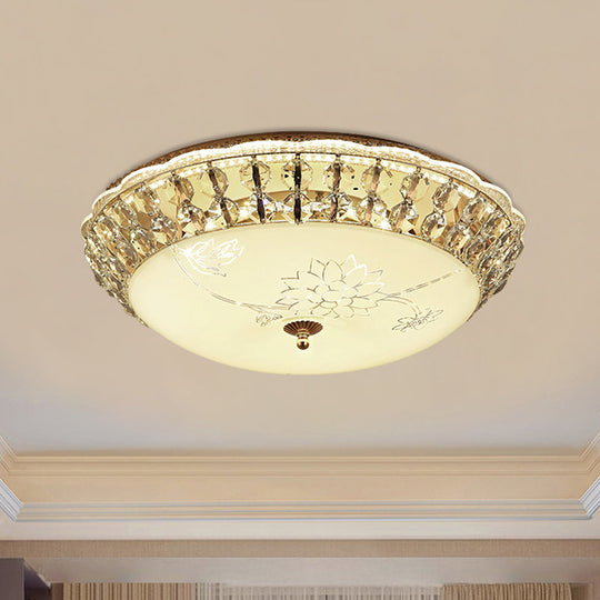 Modern Gold Dome Led Flush-Mount Crystal Light Fixture - Contemporary & Elegant Ceiling Lamp