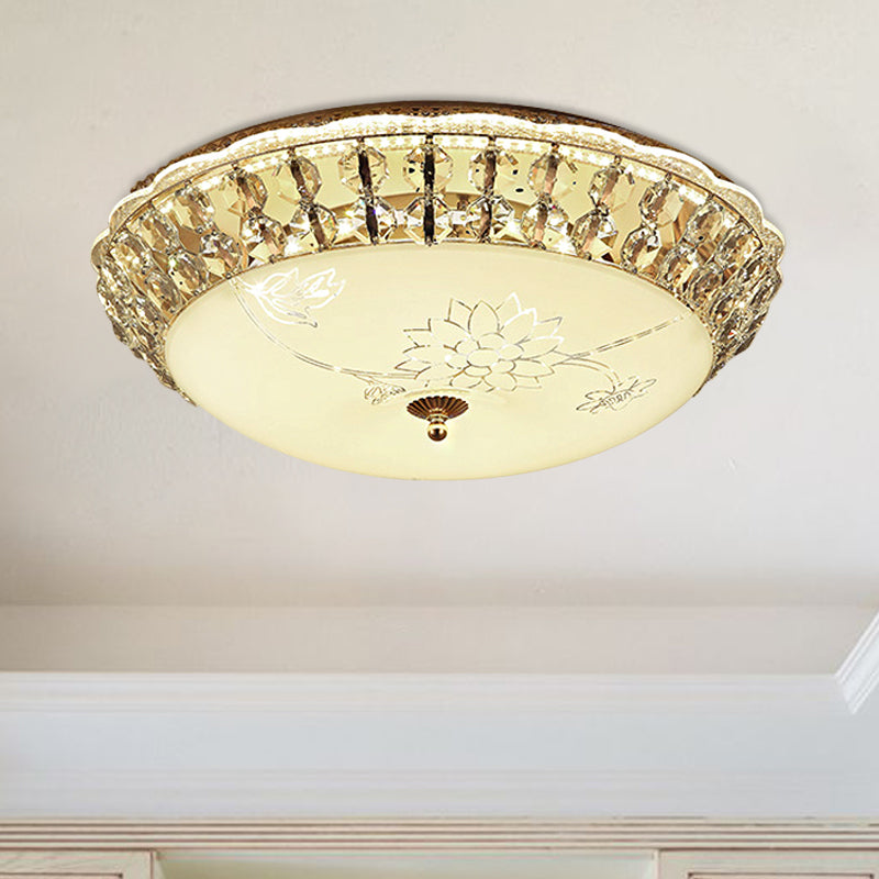 Modern Gold Dome LED Flush-Mount Crystal Light Fixture - Contemporary & Elegant Ceiling Lamp