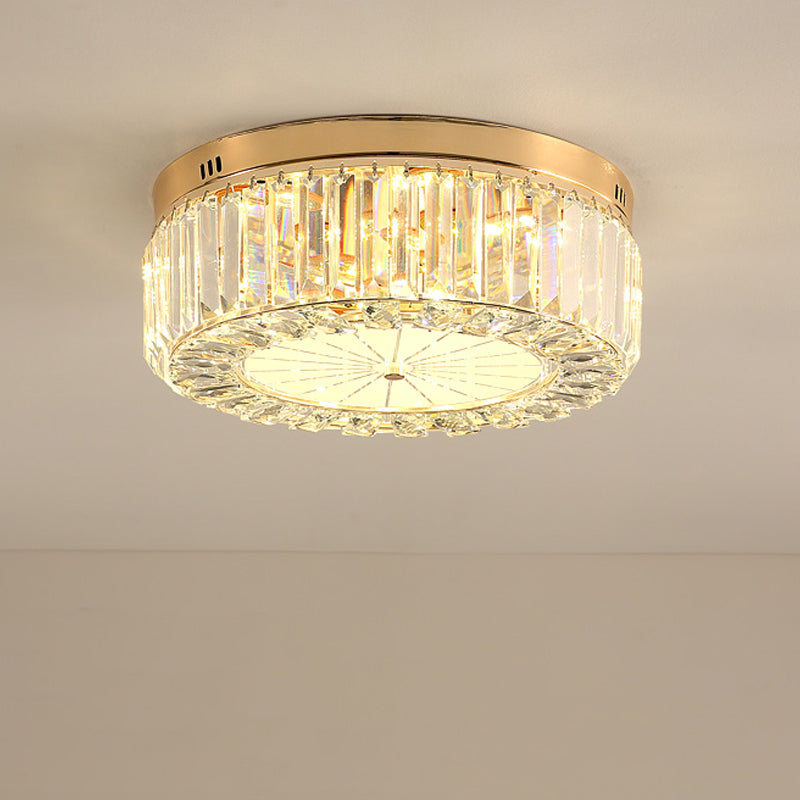 16/19.5 Wide Led Flushmount Modern Clear Prismatic Crystal Ceiling Light In Gold / 16