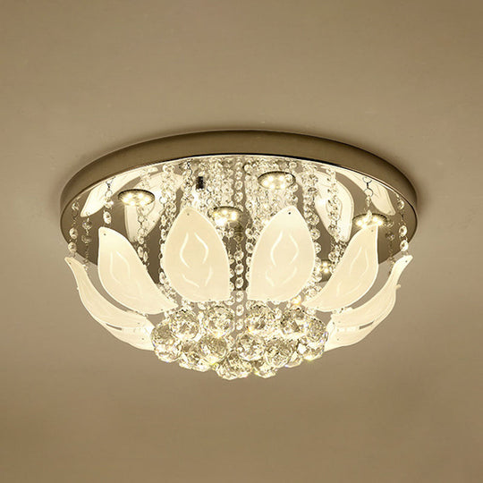 Modern LED Gold Flush Mount Ceiling Light with Clear Crystal Panel for Bedrooms