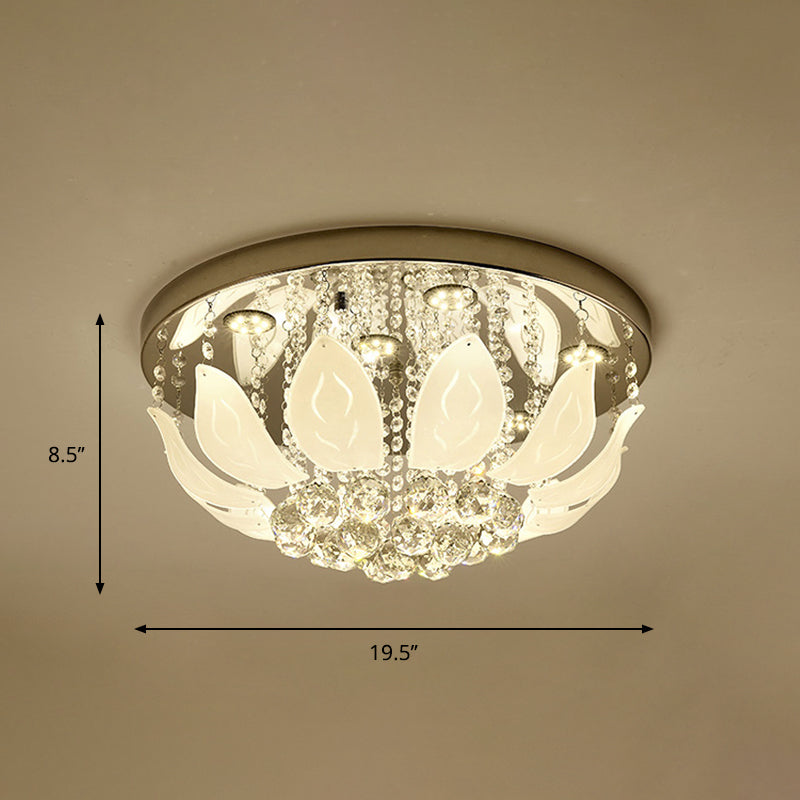 Modern LED Gold Flush Mount Ceiling Light with Clear Crystal Panel for Bedrooms