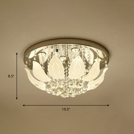 Modern Led Gold Flush Mount Ceiling Light With Clear Crystal Panel For Bedrooms