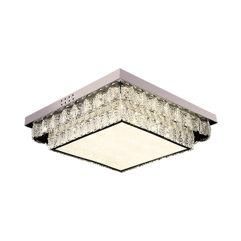 Modern Chrome Square/Round Crystal Block LED Flush Light for Bedroom - Close to Ceiling Lamp