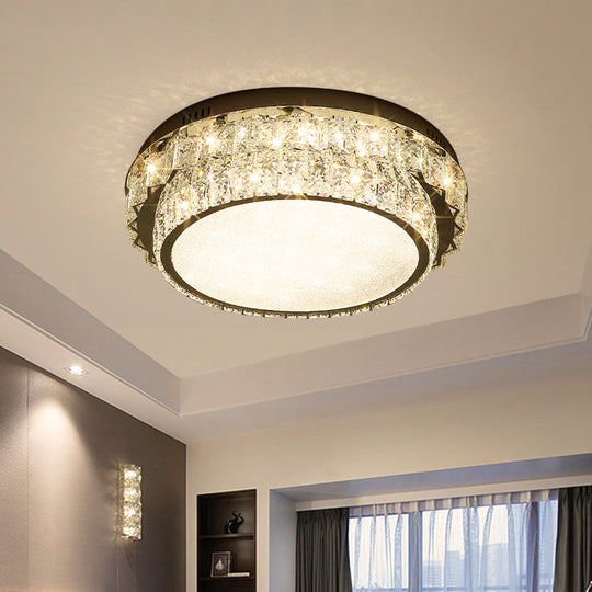 Modern Chrome Square/Round Crystal Block LED Flush Light for Bedroom - Close to Ceiling Lamp