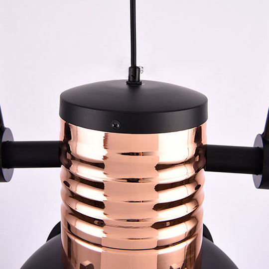 Matte Black Industrial Pendant Light with Dome Shade, Glass Diffuser, and Wire Cage - 1 Light Ceiling Fixture