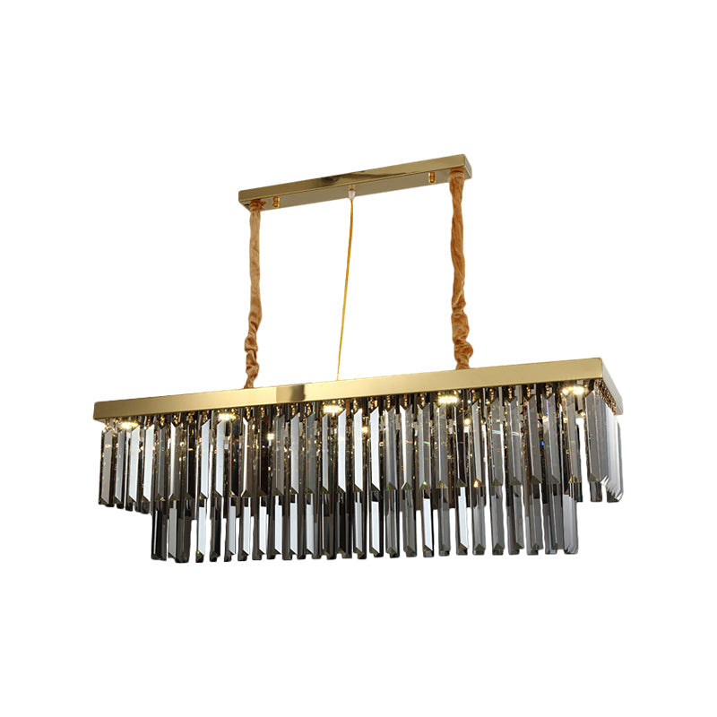 Modern Gold Dining Room Island Pendant Light With 10 Crystal-Cut Shades - 23.5/31.5 Wide