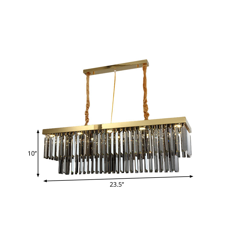 Modern Gold Dining Room Island Pendant Light With 10 Crystal-Cut Shades - 23.5/31.5 Wide