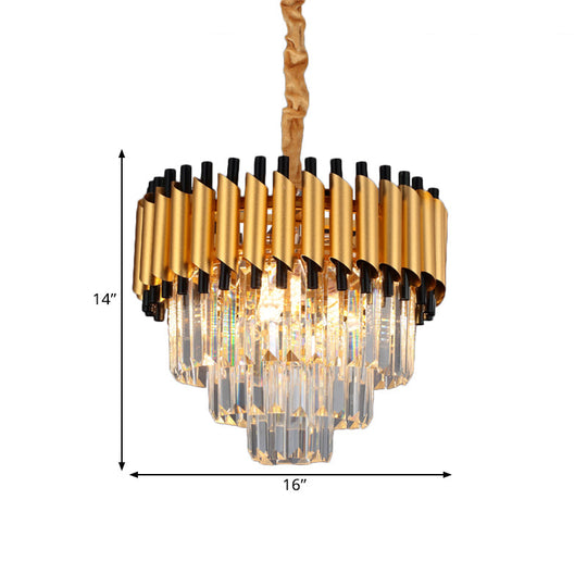 Postmodern Gold Crystal Layered Chandelier - 4/6 Lights Down Lighting Pendant