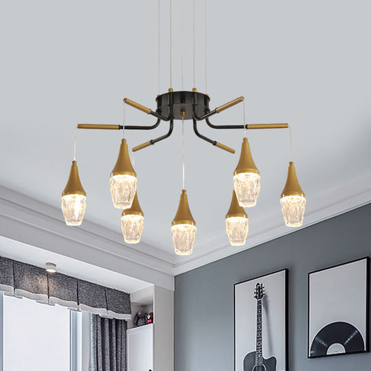 Modern Gold 7/13/16-Head Led Chandelier With Crystal Raindrop Ceiling Light 7 /