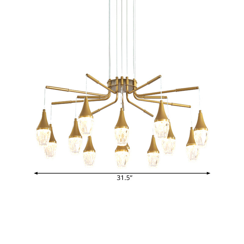 LED Crystal Raindrop Chandelier - Postmodern Burst Design - Gold - 7/13/16