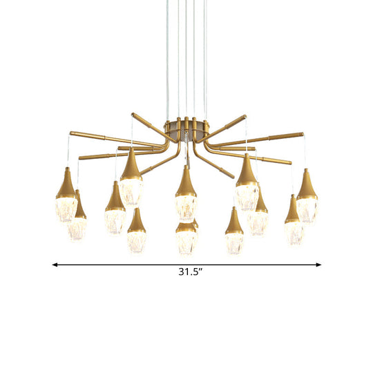 LED Crystal Raindrop Chandelier - Postmodern Burst Design - Gold - 7/13/16