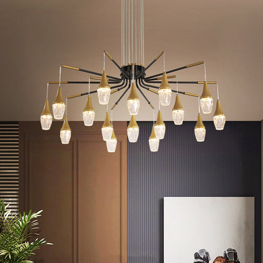 Modern Gold 7/13/16-Head Led Chandelier With Crystal Raindrop Ceiling Light 16 /