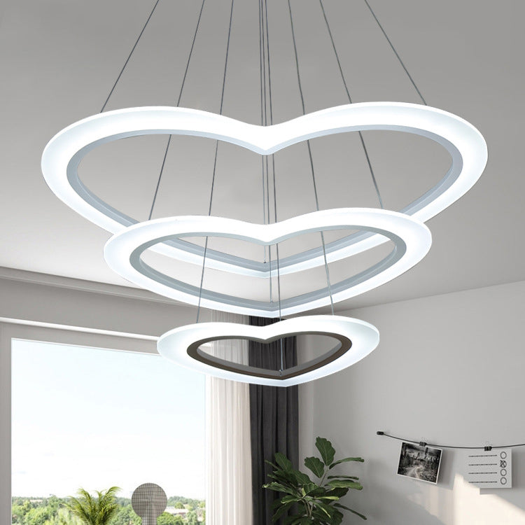 Modern Heart-Shaped Led Chandelier Pendant For Living Room Ceiling - Warm/White Light