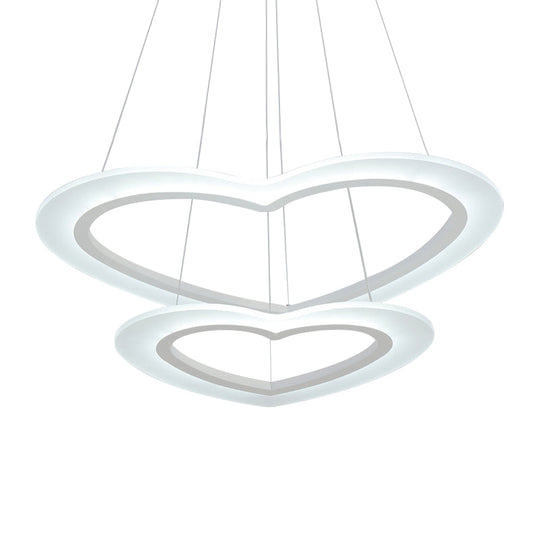 Modern Heart-Shaped Led Chandelier Pendant For Living Room Ceiling - Warm/White Light