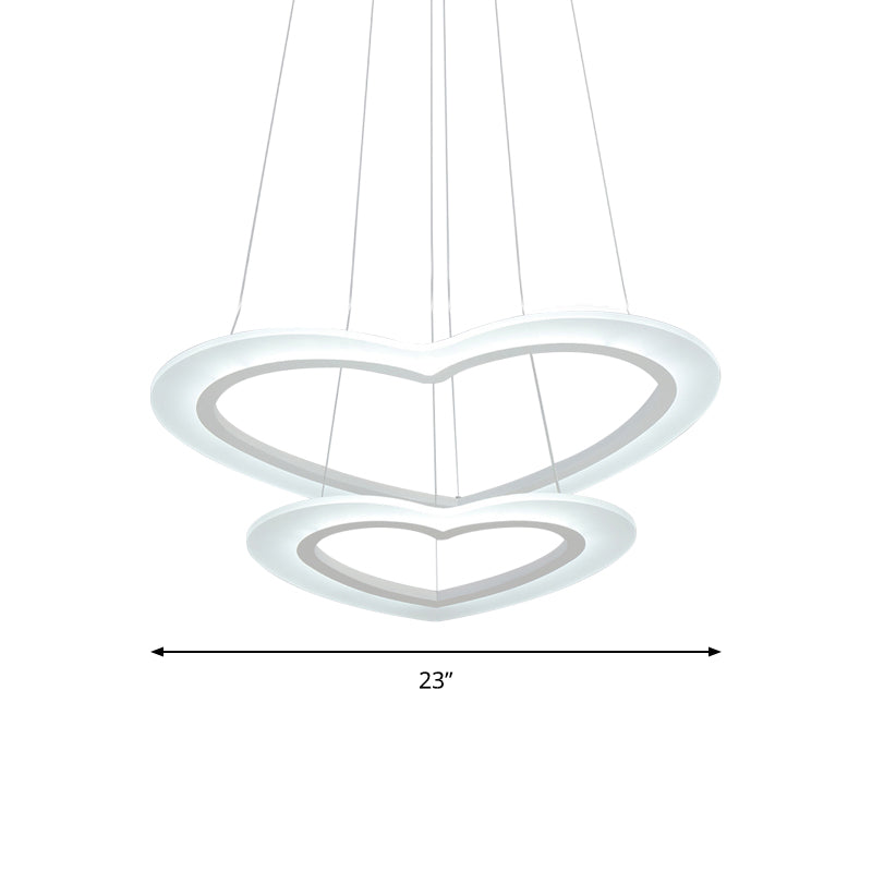 Modern Heart-Shaped Led Chandelier Pendant For Living Room Ceiling - Warm/White Light