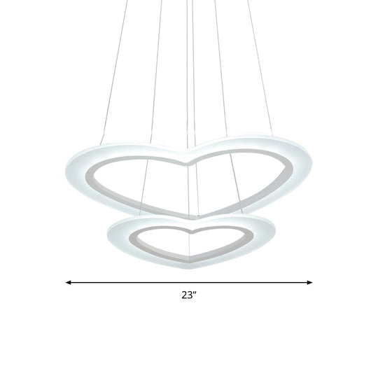 Modern Heart-Shaped Led Chandelier Pendant For Living Room Ceiling - Warm/White Light