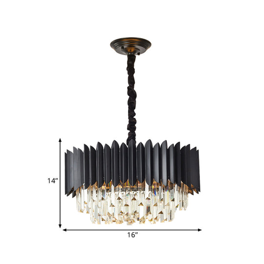 Modern Black Crystal Rod Pendant Chandelier - 4/5-Bulb Ceiling Hanging Light For Parlor