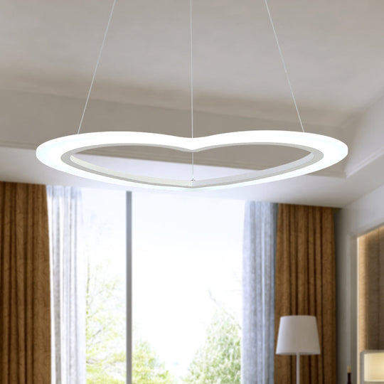 Modern Heart-Shaped Led Chandelier Pendant For Living Room Ceiling - Warm/White Light 1 / White Warm