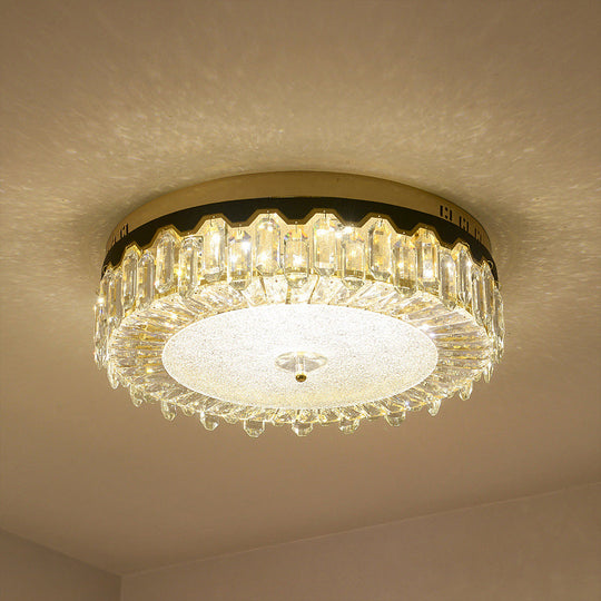 Modern Clear Crystal Flush-Mount Ceiling Lamp for Bedroom, LED Light Fixture