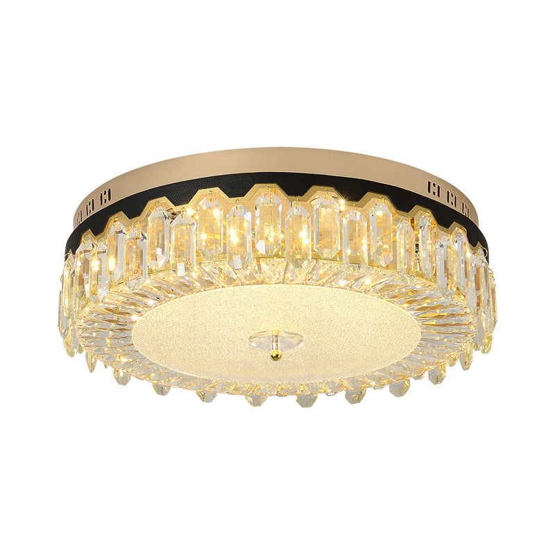 Modern Clear Crystal Flush-Mount Ceiling Lamp for Bedroom, LED Light Fixture