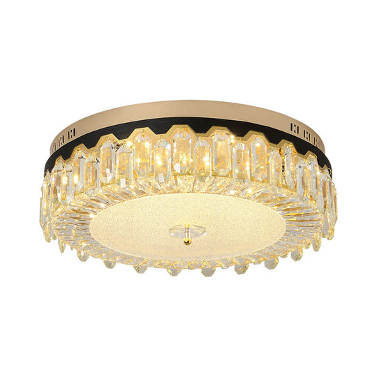 Modern Clear Crystal Flush-Mount Ceiling Lamp for Bedroom, LED Light Fixture