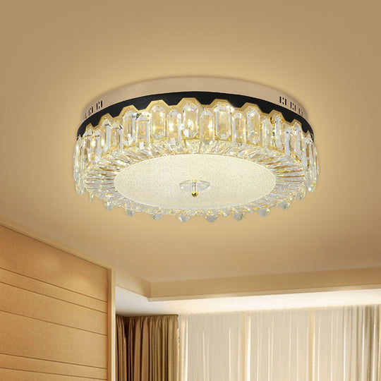 Modern Clear Crystal Flush-Mount Ceiling Lamp for Bedroom, LED Light Fixture