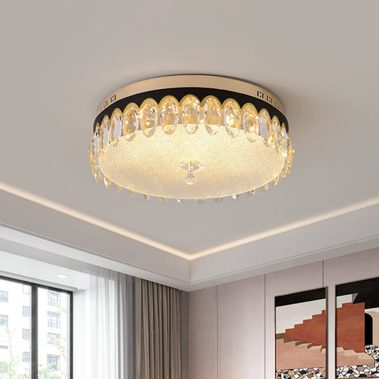 Modern Clear Crystal Flush-Mount Ceiling Lamp for Bedroom, LED Light Fixture