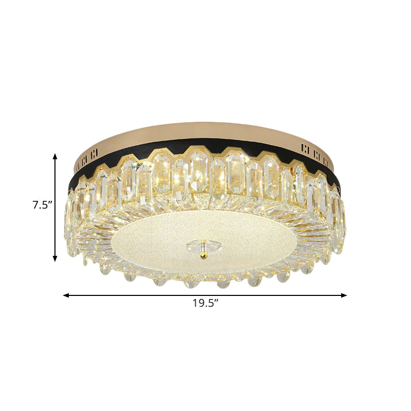 Modern Clear Crystal Flush-Mount Ceiling Lamp for Bedroom, LED Light Fixture