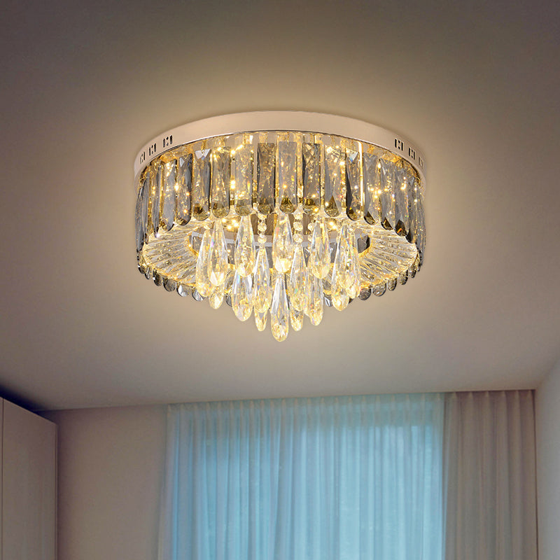 Modern Crystal Gold LED Flush Mount Ceiling Light for Drum Bedroom