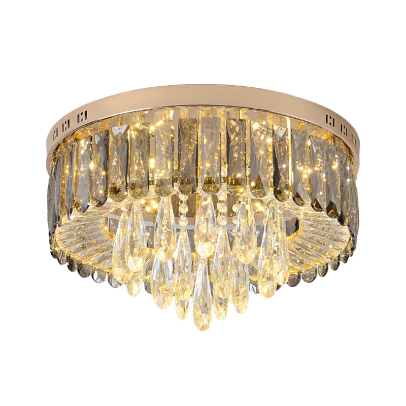 Modern Crystal Gold LED Flush Mount Ceiling Light for Drum Bedroom