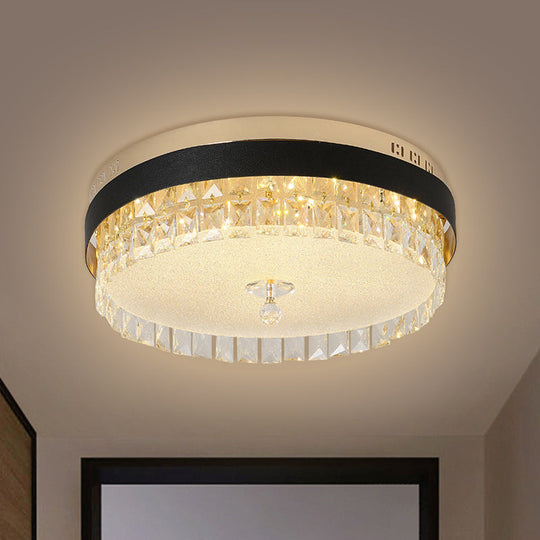 Modern Crystal Gold LED Flush Mount Ceiling Light for Drum Bedroom