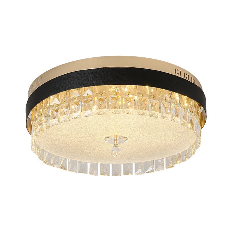 Modern Crystal Gold LED Flush Mount Ceiling Light for Drum Bedroom