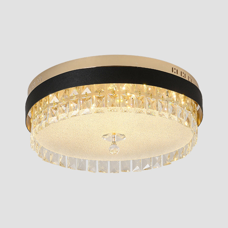 Modern Crystal Gold LED Flush Mount Ceiling Light for Drum Bedroom