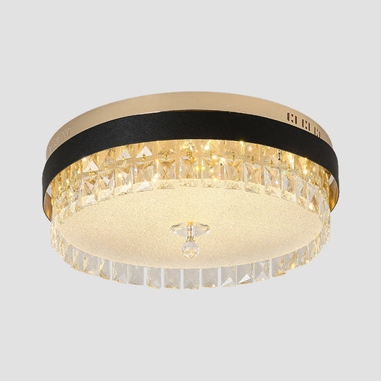 Modern Crystal Gold LED Flush Mount Ceiling Light for Drum Bedroom