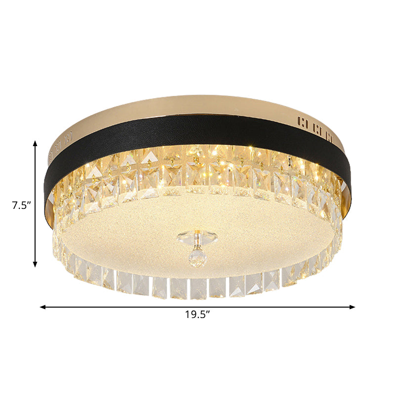 Modern Crystal Gold LED Flush Mount Ceiling Light for Drum Bedroom