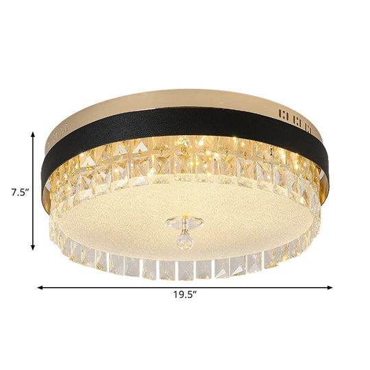 Modern Crystal Gold LED Flush Mount Ceiling Light for Drum Bedroom