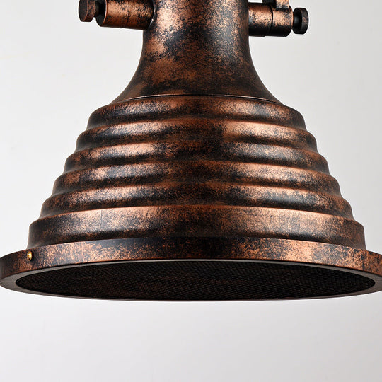 Industrial Metallic Cone Pendant Lamp - Bronze/Rust/Chrome Finish, 14"/16" Width, Hanging Ceiling Light