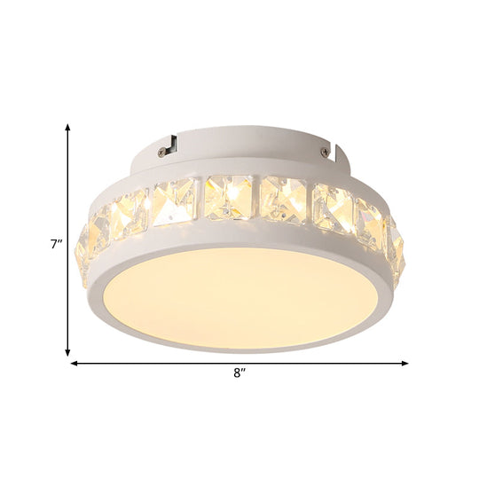 Simple Round Corridor Ceiling Lamp With Beveled Crystal Led Flush Mount Light