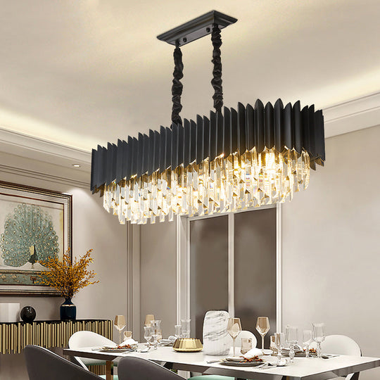 Crystal 6/8- Ceiling Suspension Crystal Chandelier Lamp Light in Black