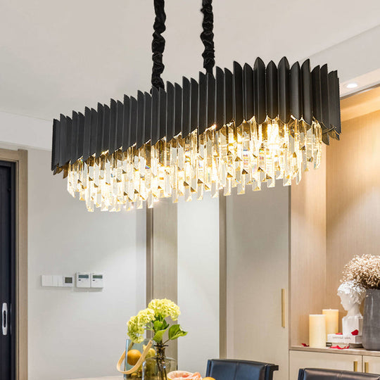 Crystal 6/8- Ceiling Suspension Crystal Chandelier Lamp Light in Black