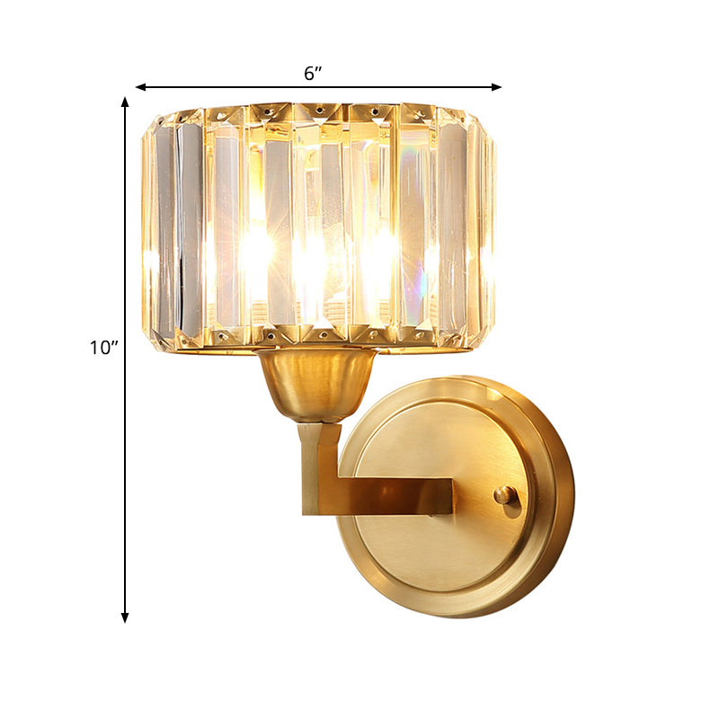 Crystal Prism Wall Lamp: Postmodern Brass Bedside Sconce