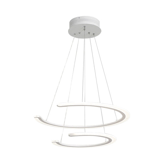 Modern Acrylic Led Dining Room Chandelier - 1/2/3 Light Ring Pendant In Warm/White/Natural